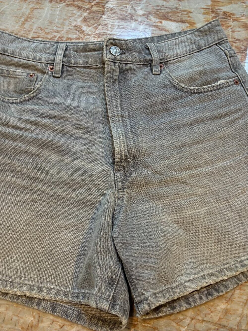 ZARA size 6 grey denim high waisted mom jeans shorts